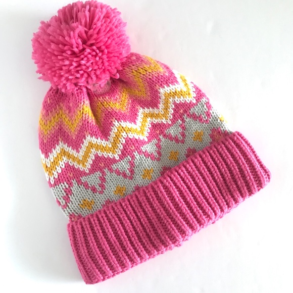 Mixit Fair Isle Pattern Scarf Hat Gloves Pink Gold Grey White - Picture 7 of 13